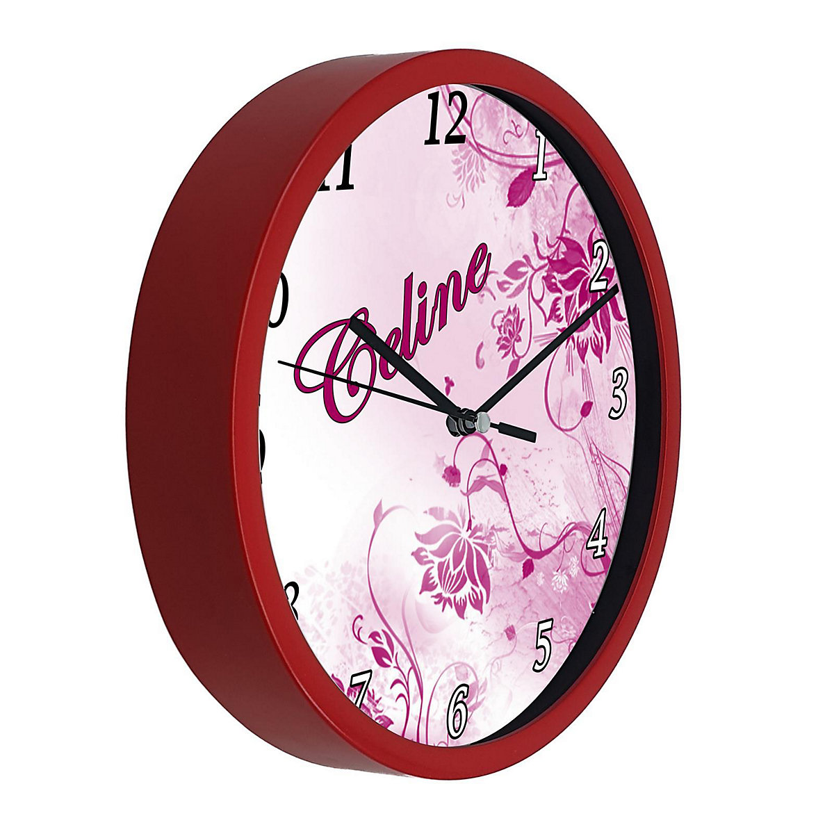 Kinder Wanduhr personalisiert mit Name Blumenranke Brombeere