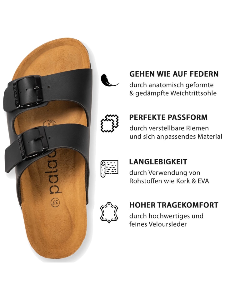 palado Pantoletten in Basic Matt Schwarz günstig kaufen