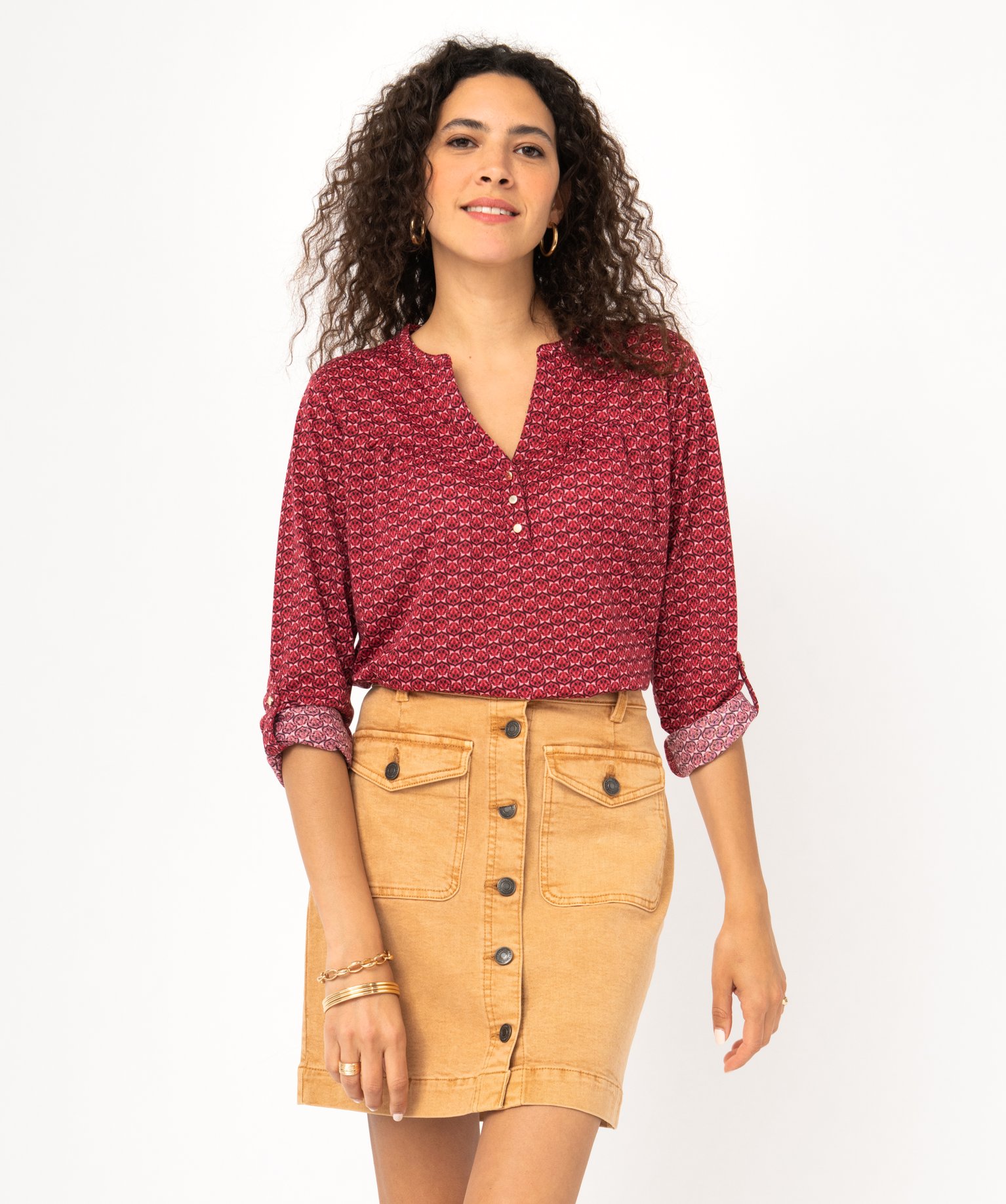 Tee-shirt à manches longues imprimé en polyester recyclé ... imprime | GEMO