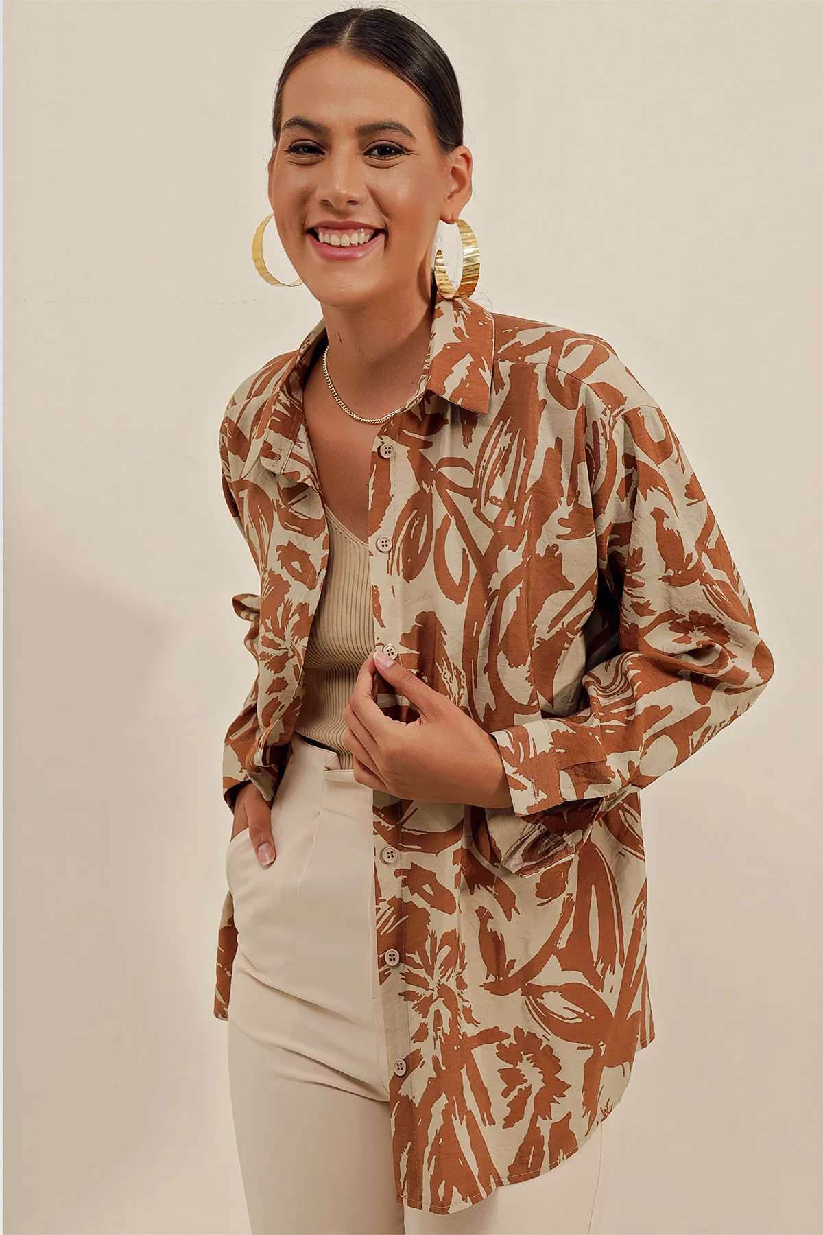 Bigdart  3900 Oversize Long Basic Shirt – Dunkelbraun