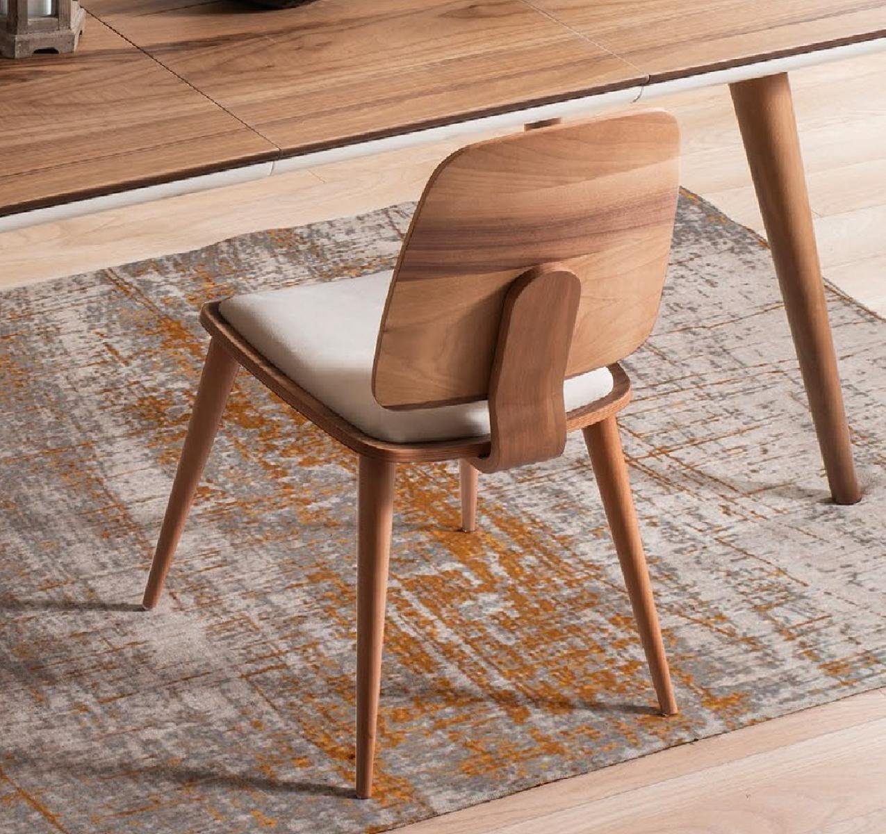 JVmoebel Esszimmer-Set Esszimmer Esstisch Holz Luxus Sessel Stuhl 4 Stühle Braun Möbel, (5-St)