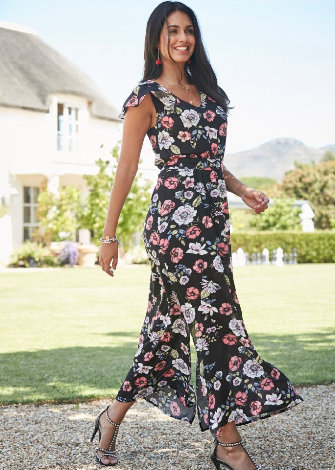 Bedrucktes Maxikleid mit Volants