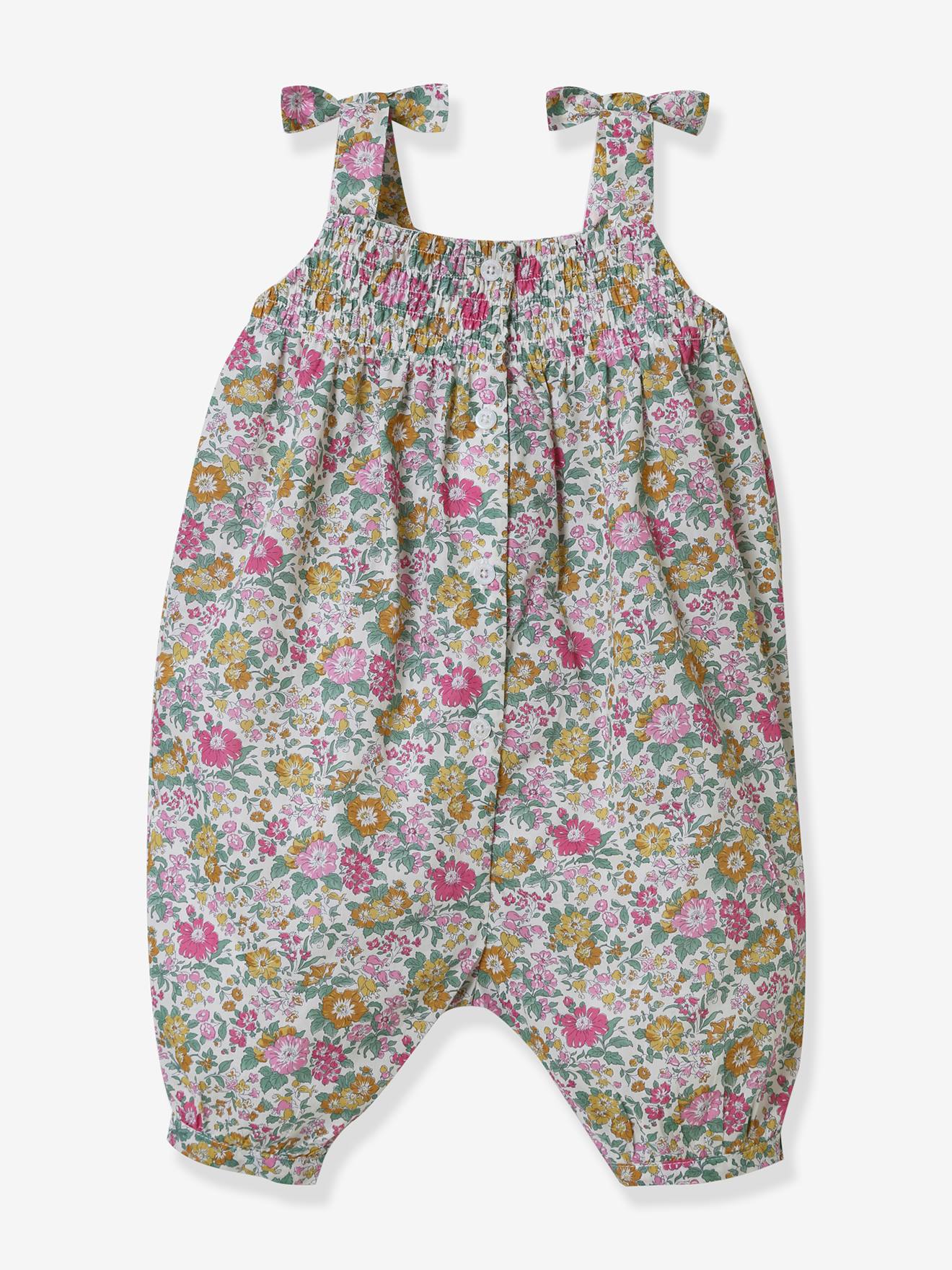 Salopette bébé en tissu Liberty CYRILLUS écru
