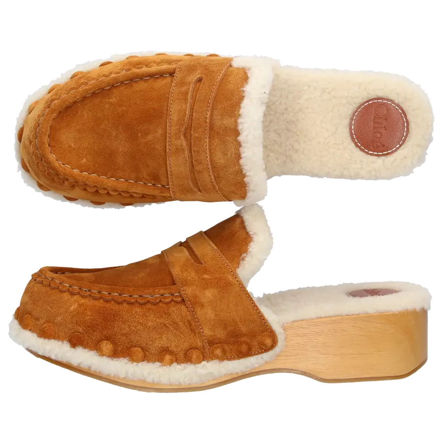 Chloé - Hausschuhe JOY Veloursleder - braun