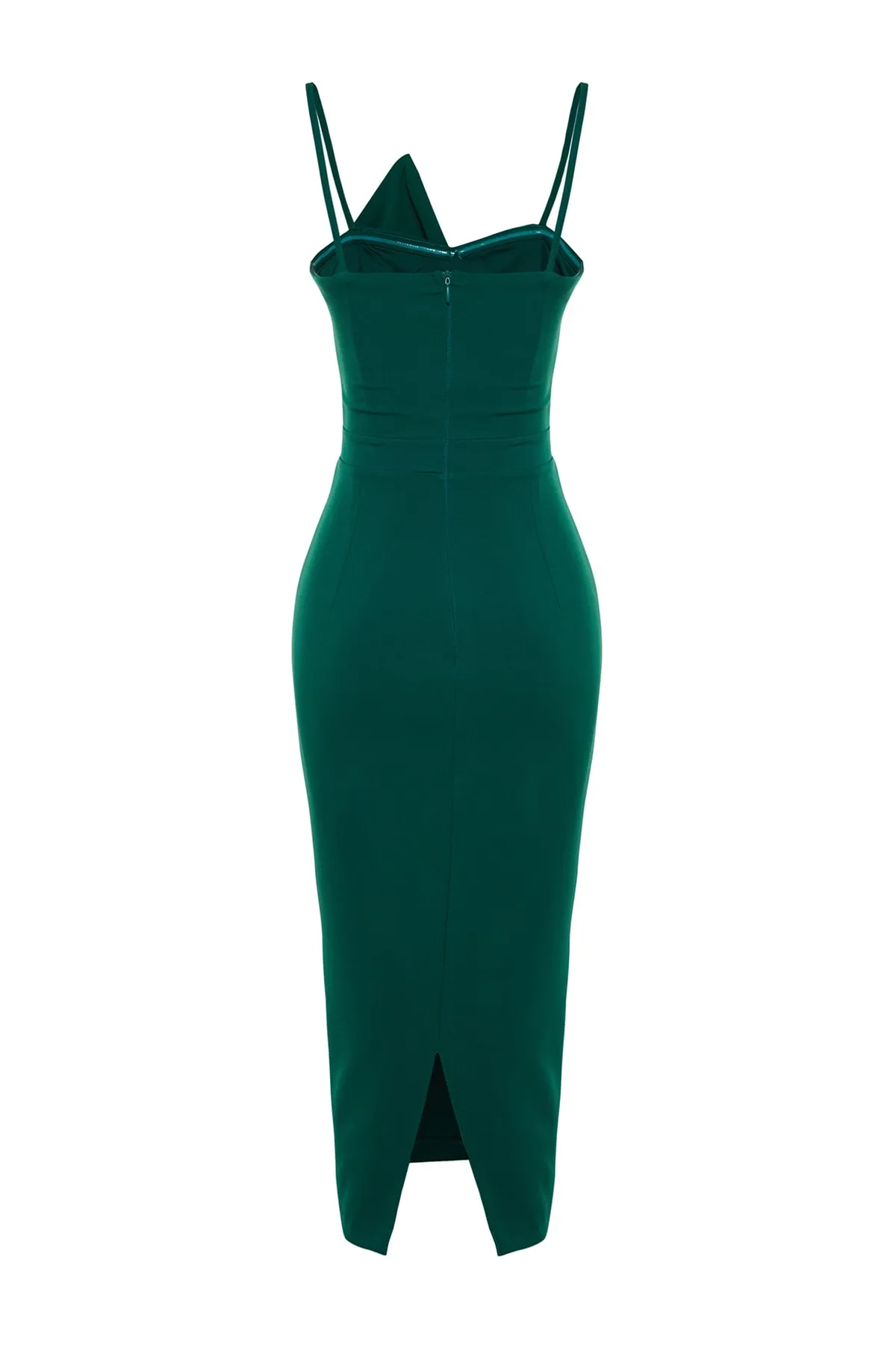 Trendyol Collection  Smaragdgrünes zweireihiges gewebtes Abendkleid TPRSS19FZ0136