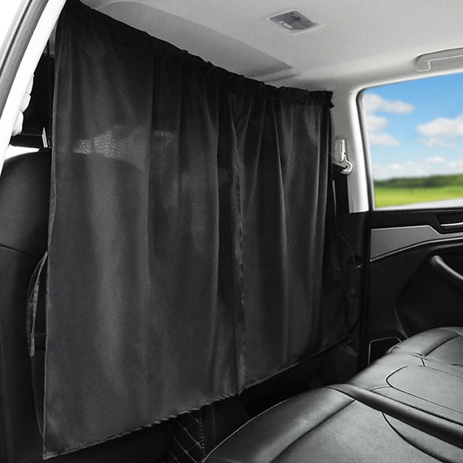 Sonnenschutz-Fensterfolie Auto vordere und hintere Trennwand Vorhang 138*82CM Schwarz, TWSOUL