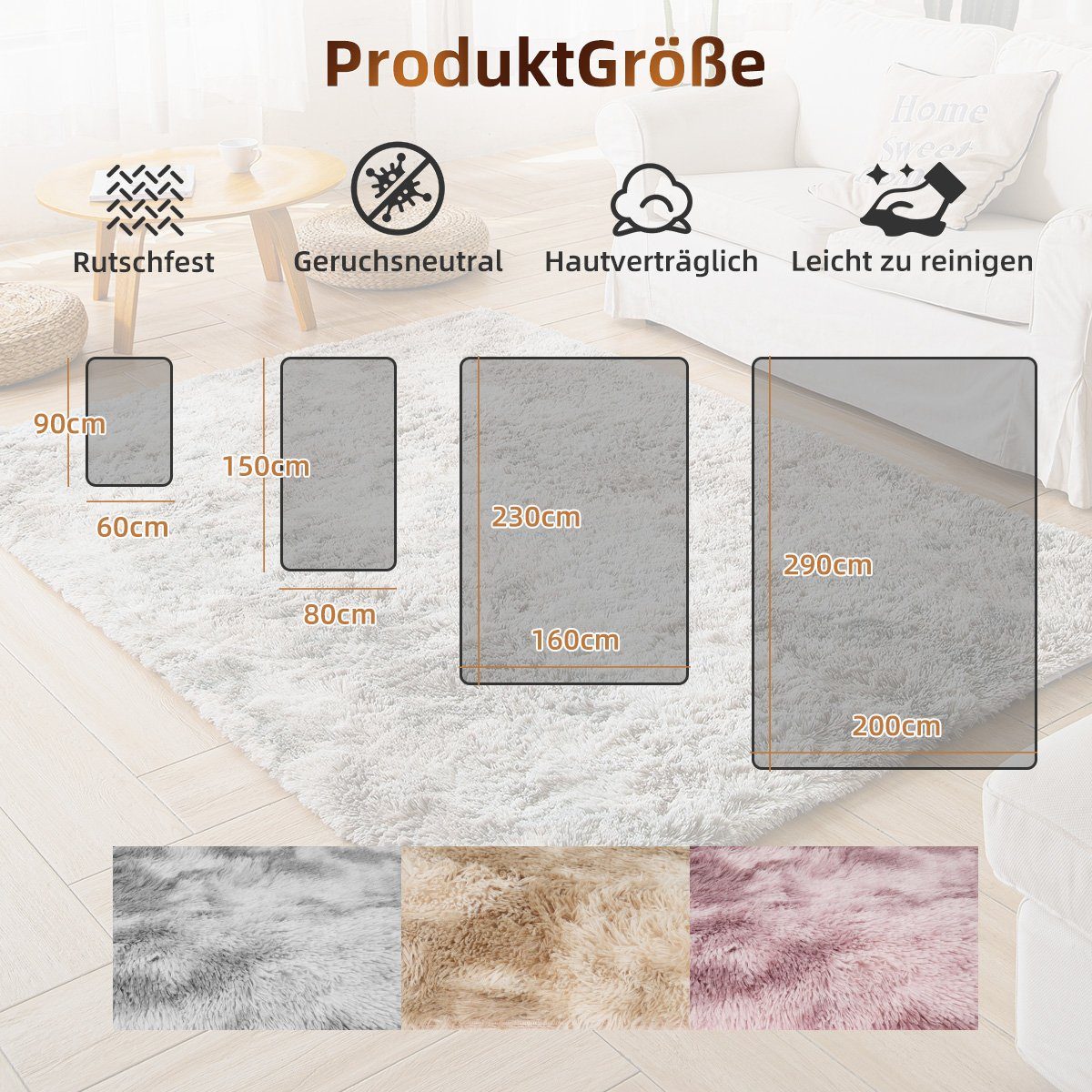 Hochflor-Teppich, MULISOFT, rechteckig, Höhe: 30 mm, Teppich Wohnzimmer Imitat Kunstfell Flauschig Langflor Teppich