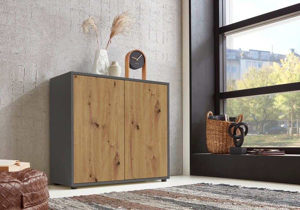 BMG Möbel Schuhkommode Mailand 4 (Schuhschrank Aktenschrank Kommode Anrichte, in verschiedenen Farben), Push-to-open-Funktion