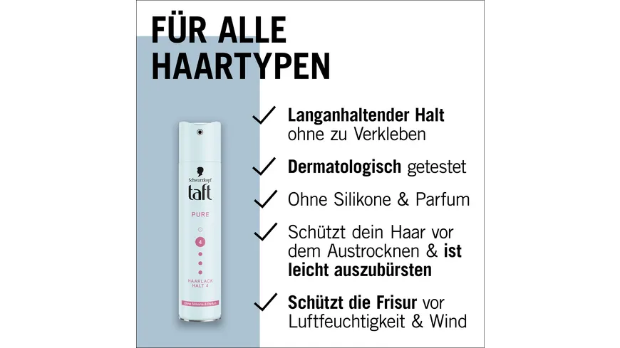 TAFT Haarlack Pure 250 ml Haltegrad 4 - starker Halt 250 ml
