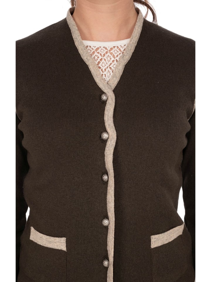 OS-Trachten Strickjacke 457019-0771 in dunkelbraun günstig kaufen