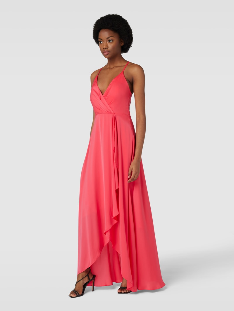 Abendkleid in Wickel-Optik in koralle