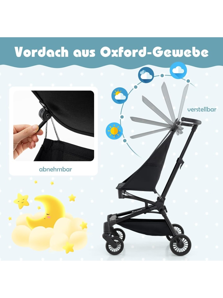 COSTWAY Kinderwagen für Babys ab 6 Monaten in Schwarz günstig kaufen onesize