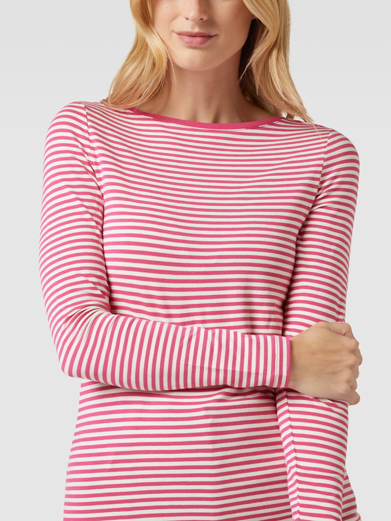 Longsleeve mit Streifenmuster und U-Boot-Ausschnitt in fuchsia