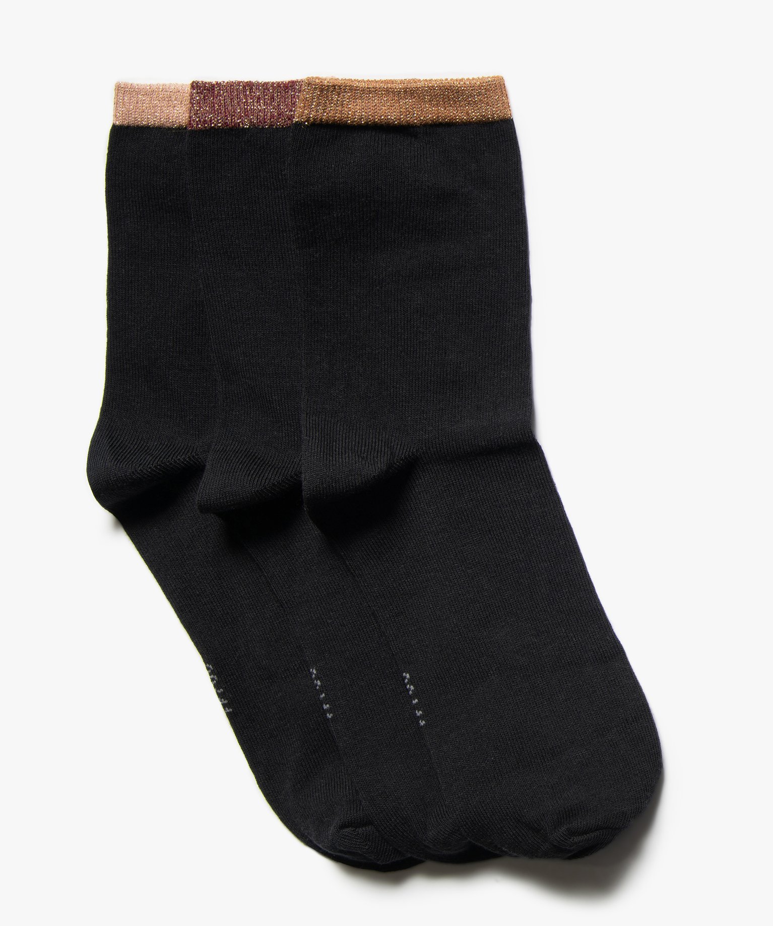 Chaussettes femme détails pailletés (lot de 3 paires) noir | GEMO