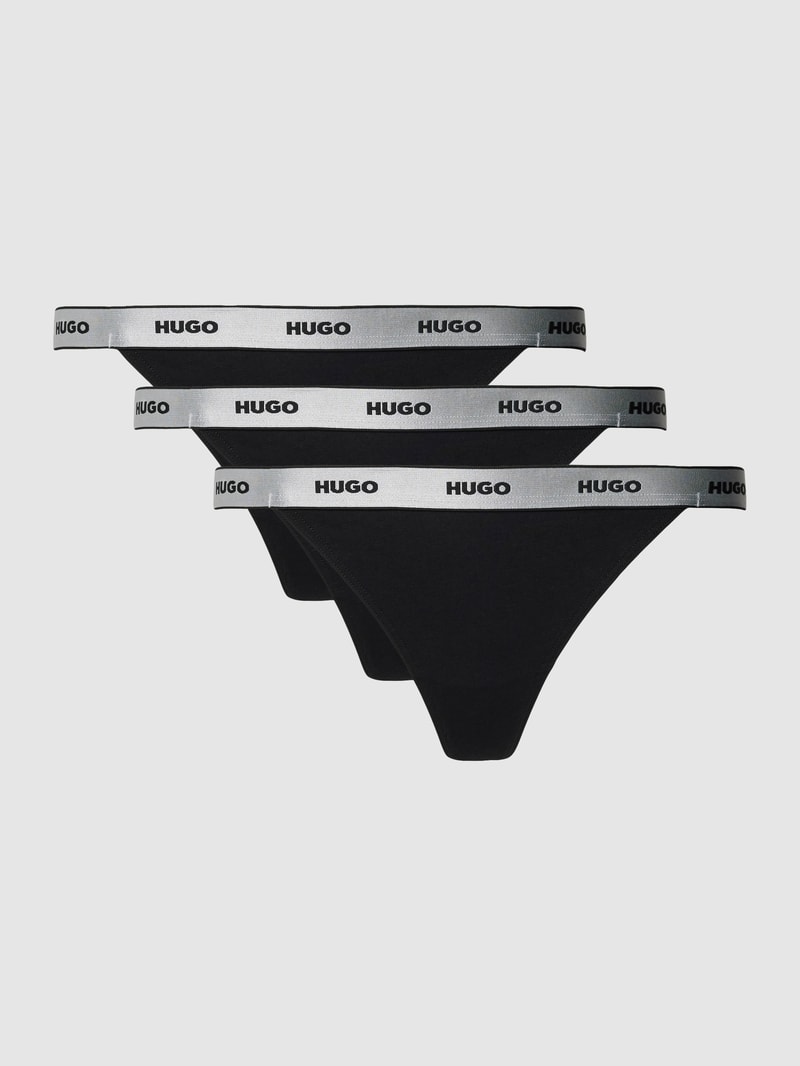 String mit elastischem Label-Bund Modell 'Triplets' in schwarz
