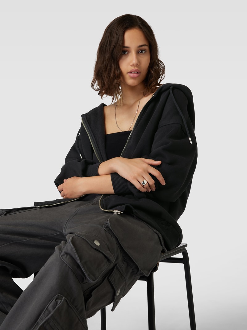 Oversized Sweatjacke mit Kapuze in schwarz