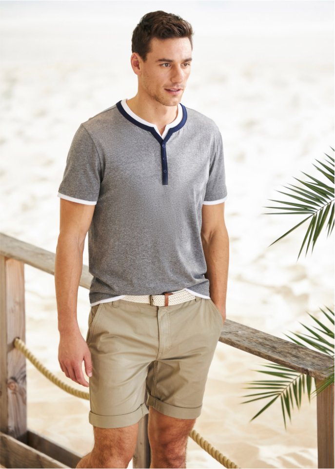 Stretch-Chino-Bermuda mit Gürtel, Regular Fit