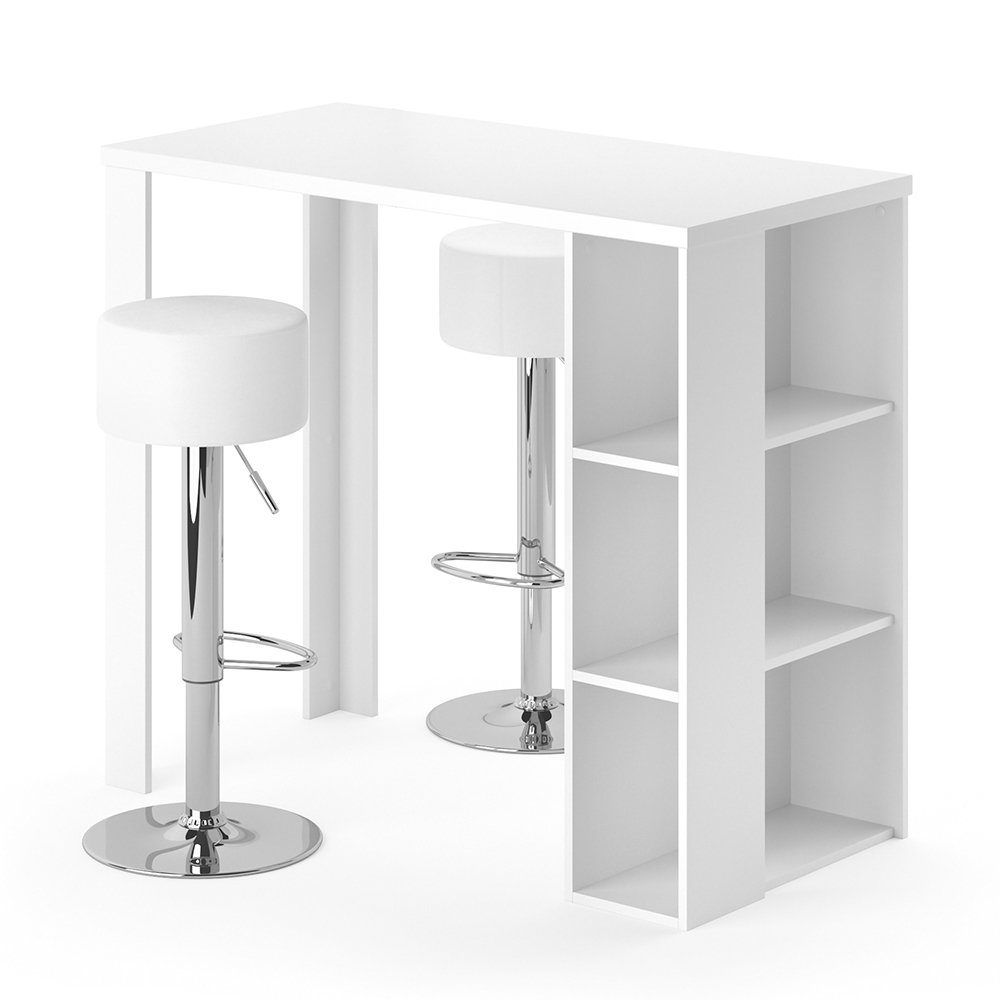 Vicco Bartisch Tresentisch Bartresen Bistrotisch NOEL Weiß inkl. Hocker