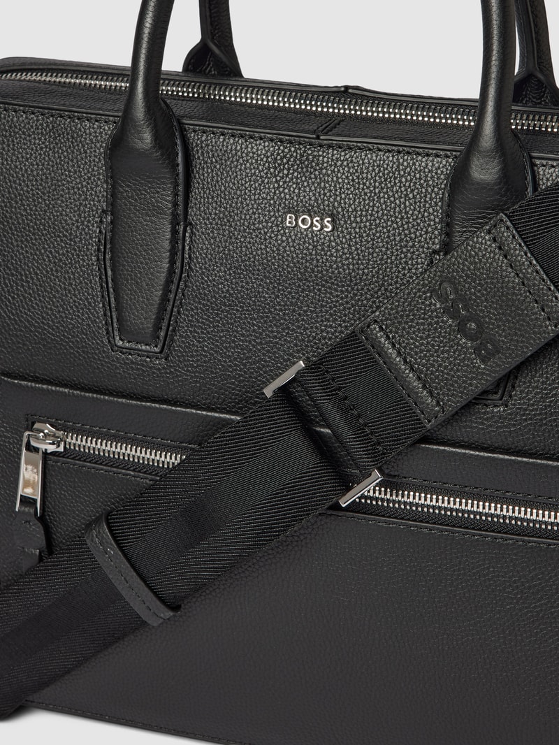 Laptoptasche aus Leder mit Label-Detail Modell 'Highway' in schwarz