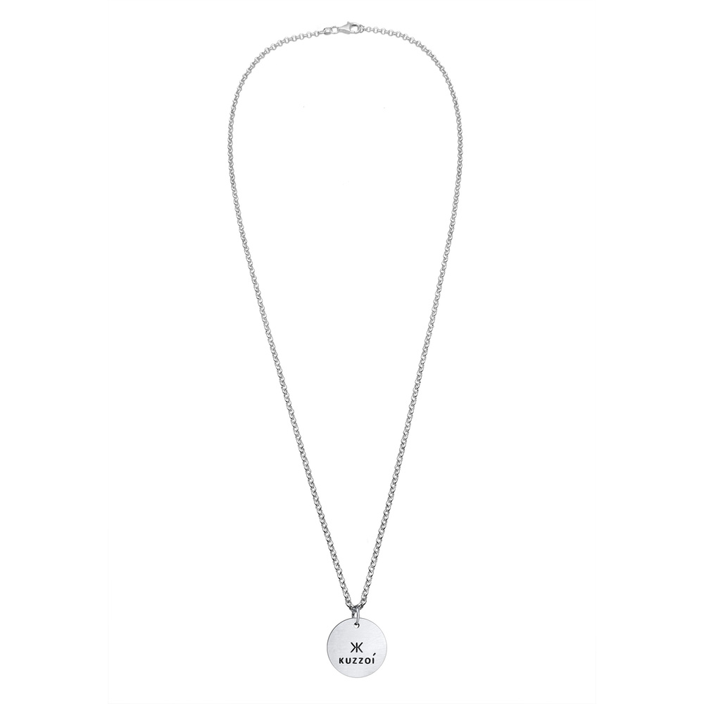 KUZZOI KUZZOI Collier Herren Erbskette Coin Massiv Logo 925 Silber Bijoux