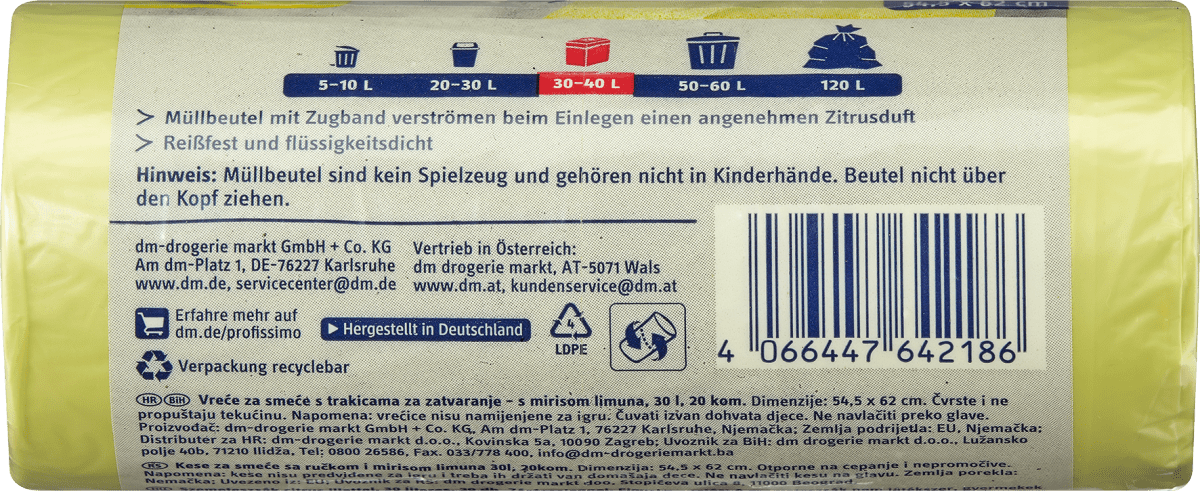 Müllbeutel 30 l mit Zugband & Zitrusduft, 20 St