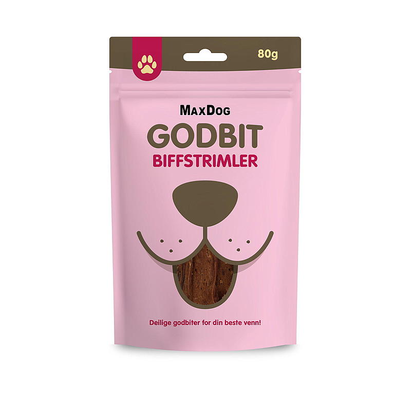 MaxDog Hundesnacks 80 g, biffstrimler MaxDog