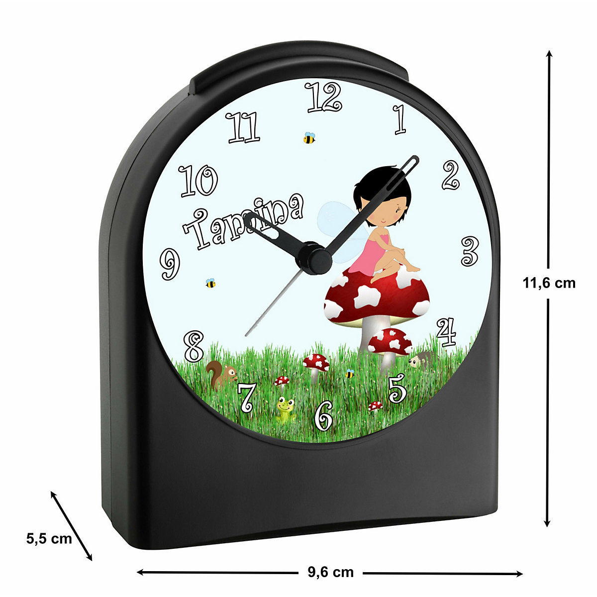 Kinder Funkwecker personalisiert mit Namen Waldfee Atom-/Funkuhr, 12-Stunden-Anzeigeformat, Schlummerfunktion, Nachtlicht, Geräuschlos/Ohne Ticken