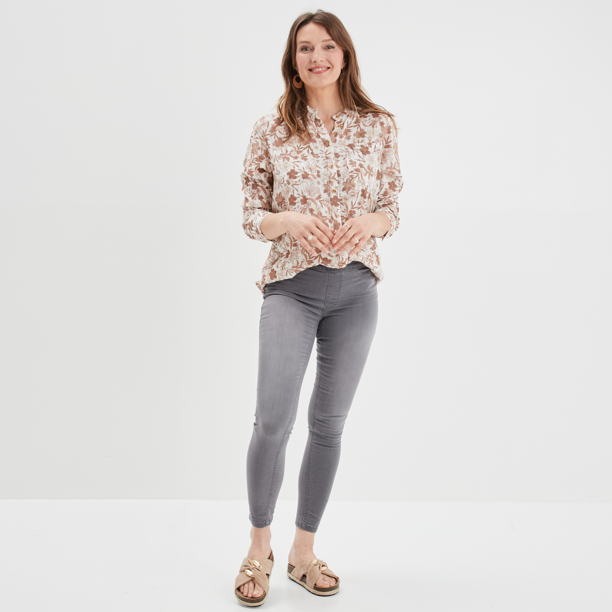 Jegging taille standard denim gris femme | La Halle