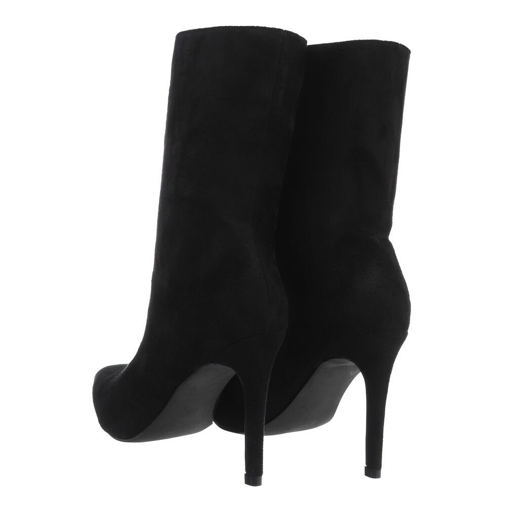 Ital-Design Damen Elegant High-Heel-Stiefelette Pfennig-/Stilettoabsatz High-Heel Stiefeletten in Schwarz