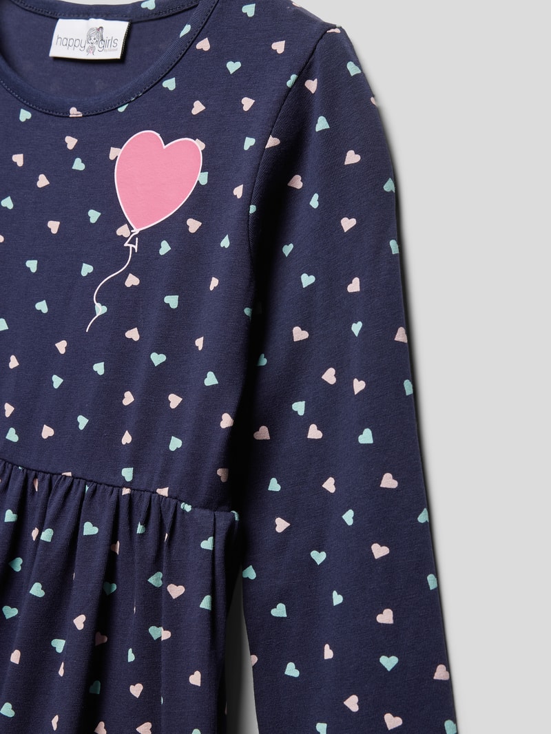 Minikleid mit Allover-Print in marineblau