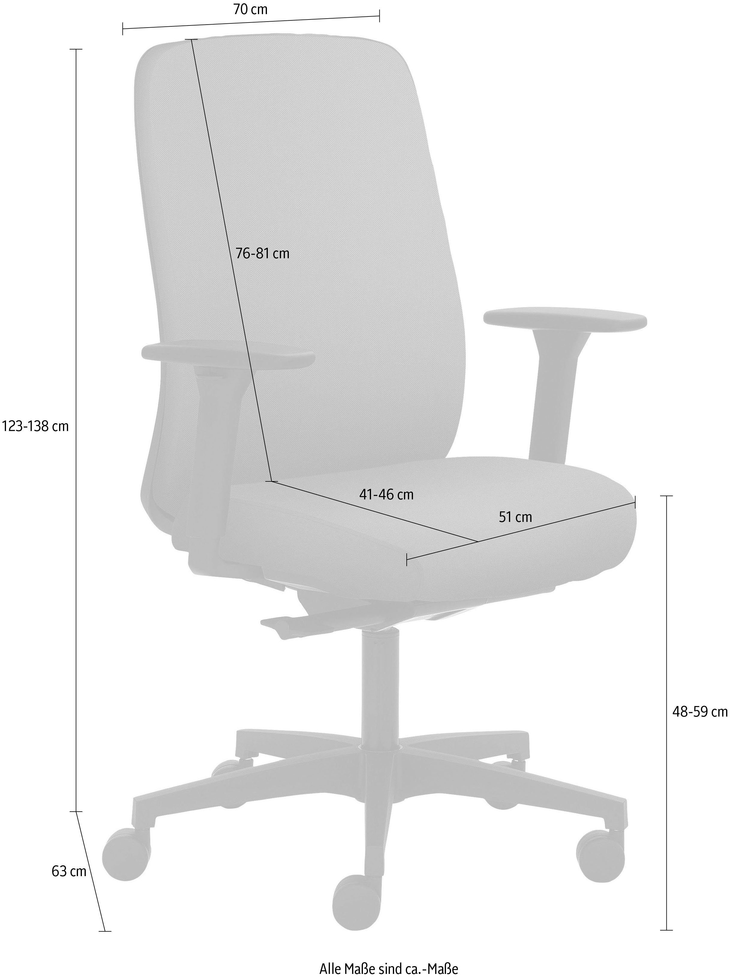 Mayer Sitzmöbel Drehstuhl 2229, 4D Armlehnen, Kopfstütze, Sitztiefenverstellung, Hartbodenrollen