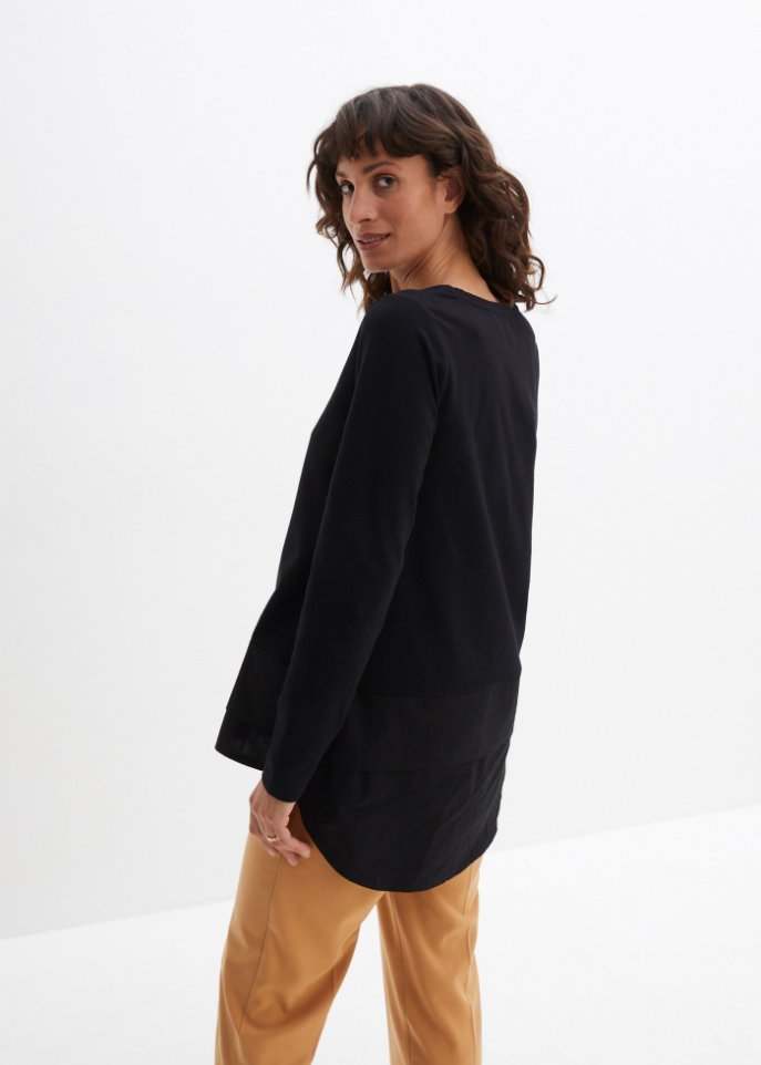 Longshirt mit Bluseneinsatz