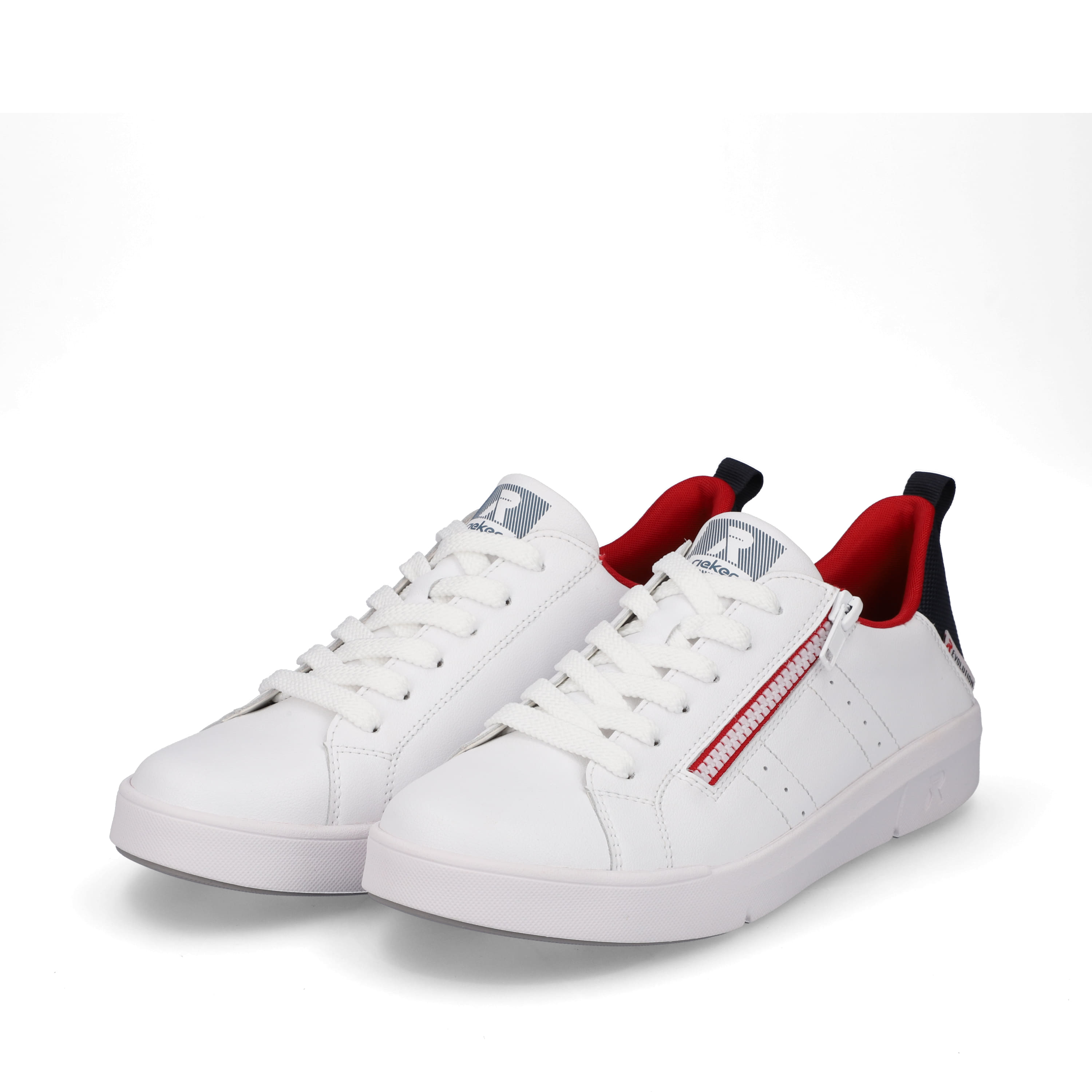 Rieker Damen Sneaker Low snow-white true-red