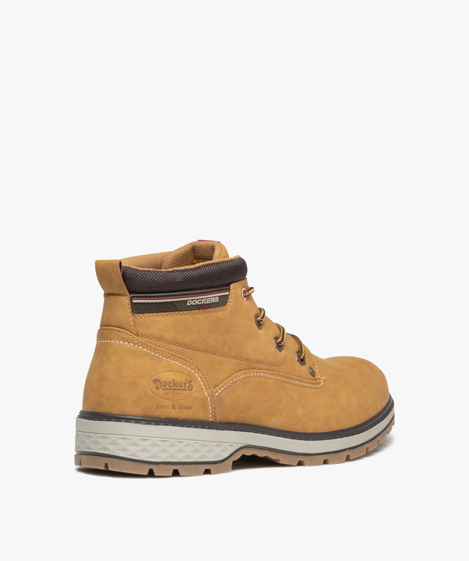 Boots homme à semelle crantée et à lacets bicolores - Doc... camel | GEMO