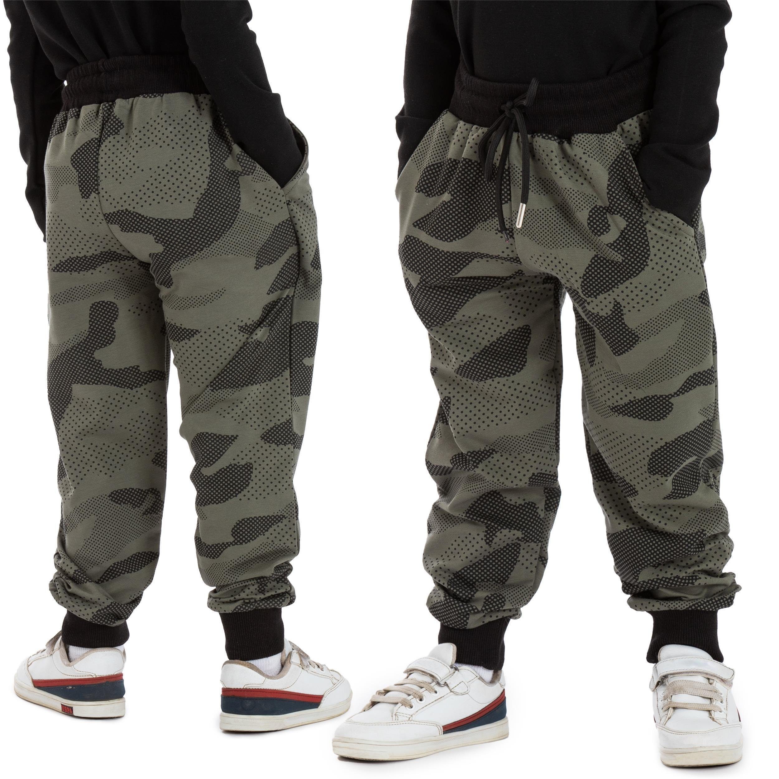 LOREZA Jogginghose Jungen Mädchen Camouflage Hose Trainingshose Jogginghose Freizeithose (1-tlg)