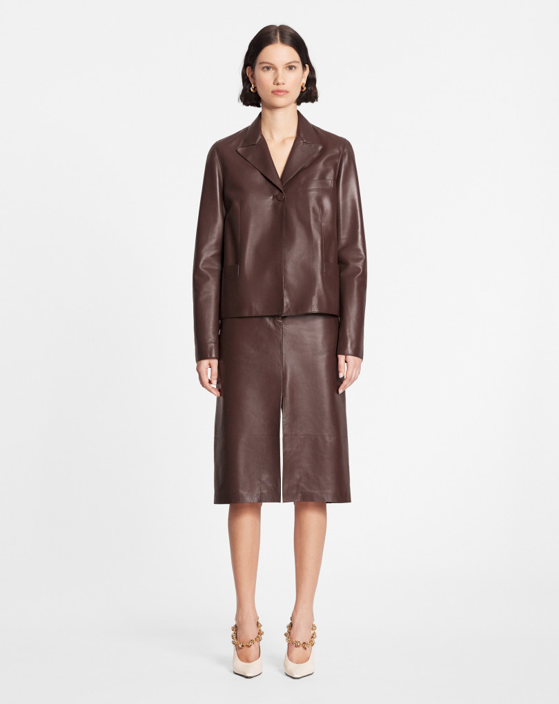 JUPE DROITE MI-LONGUE EN CUIR