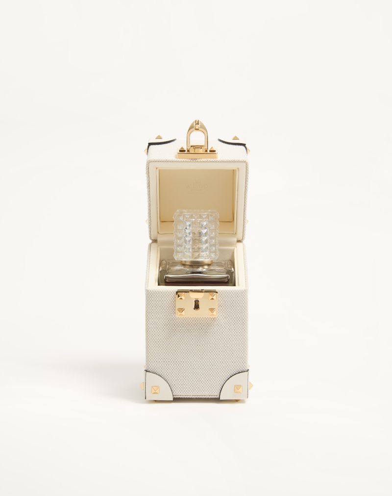 Valentino Garavani 100ml parfumeæske i kanvas, kalveskind og metalnitter