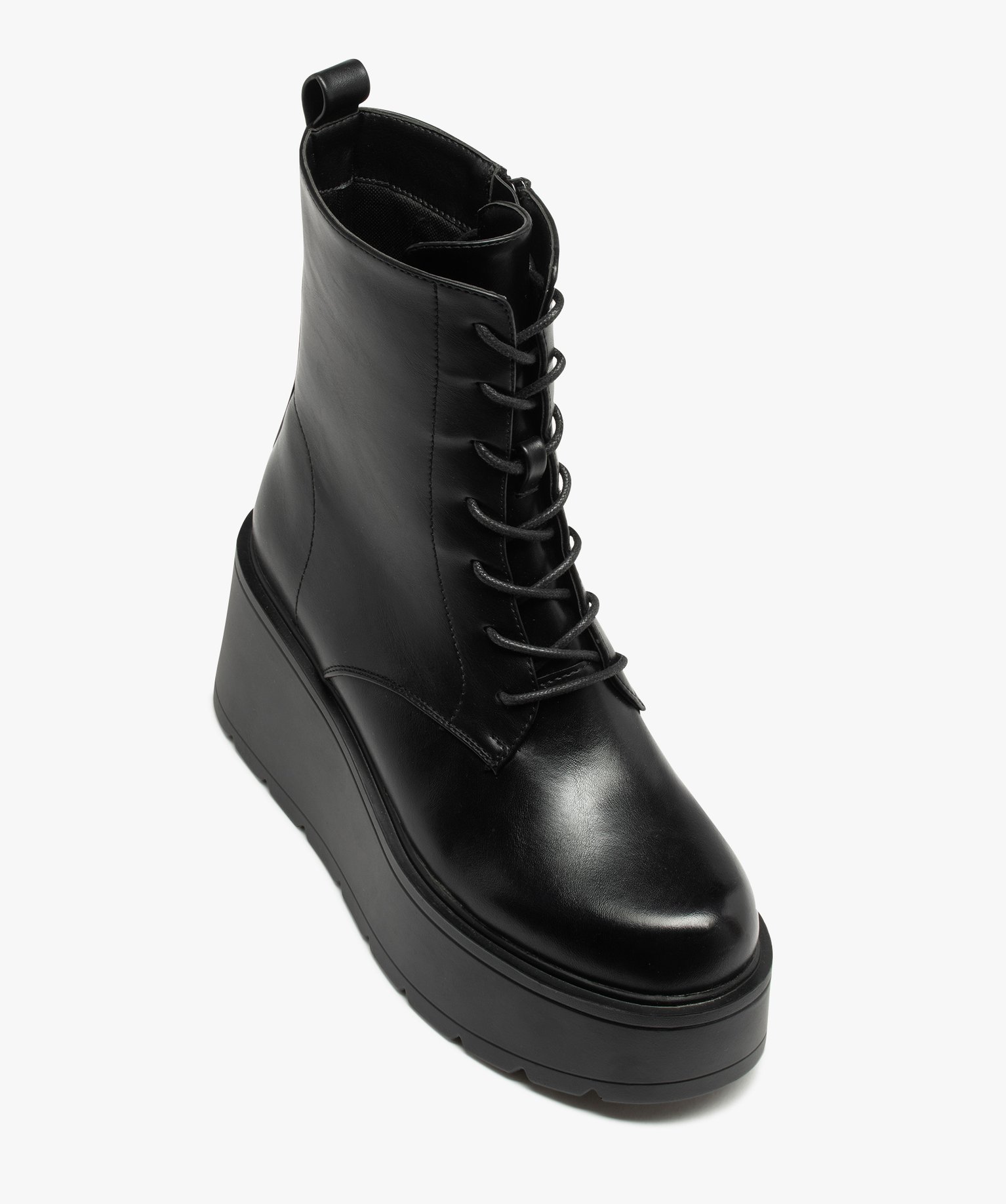 Boots femme unies à talon compensé noir | GEMO