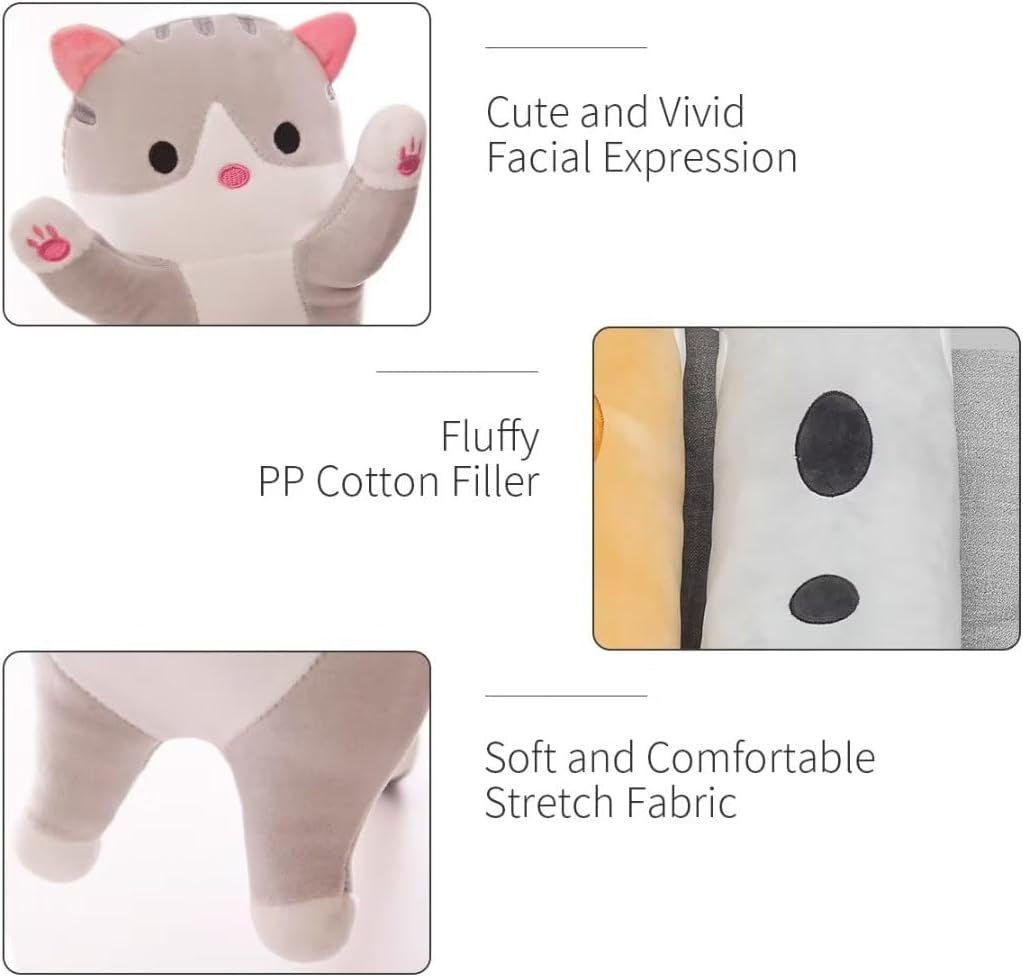 vokarala Seitenschläferkissen Plüsch Kissen Plüschtier Schlafkissen Weiche Lange Kuschelkissen 90cm, Seitenschläfer Rückenschläfer kissen Geschenk für Kinder Freundin