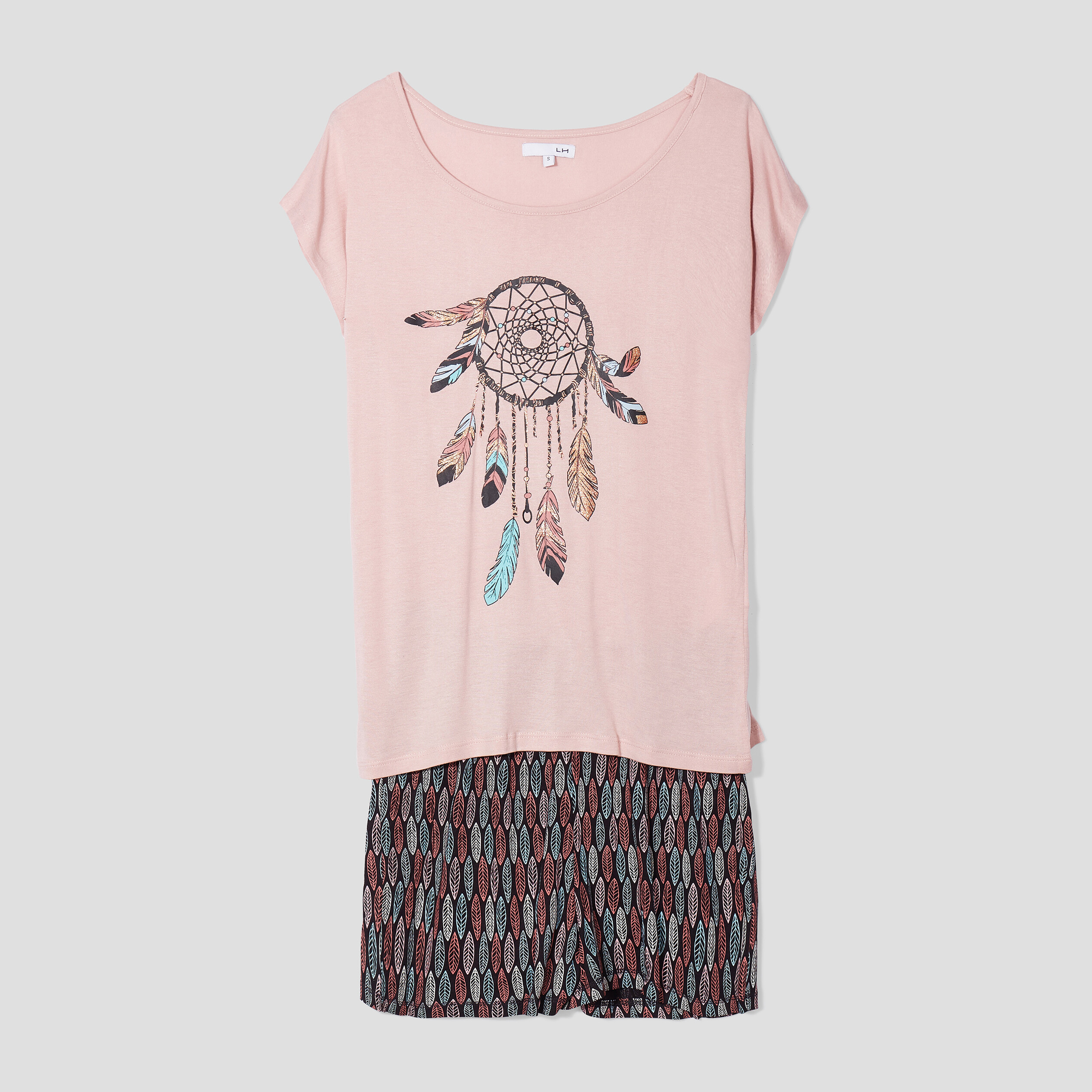 Ensemble pyjama 2 pièces short rose femme | La Halle