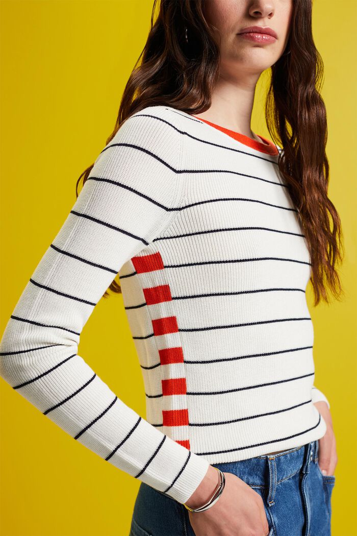 Gestreifter Baumwoll-Strickpullover