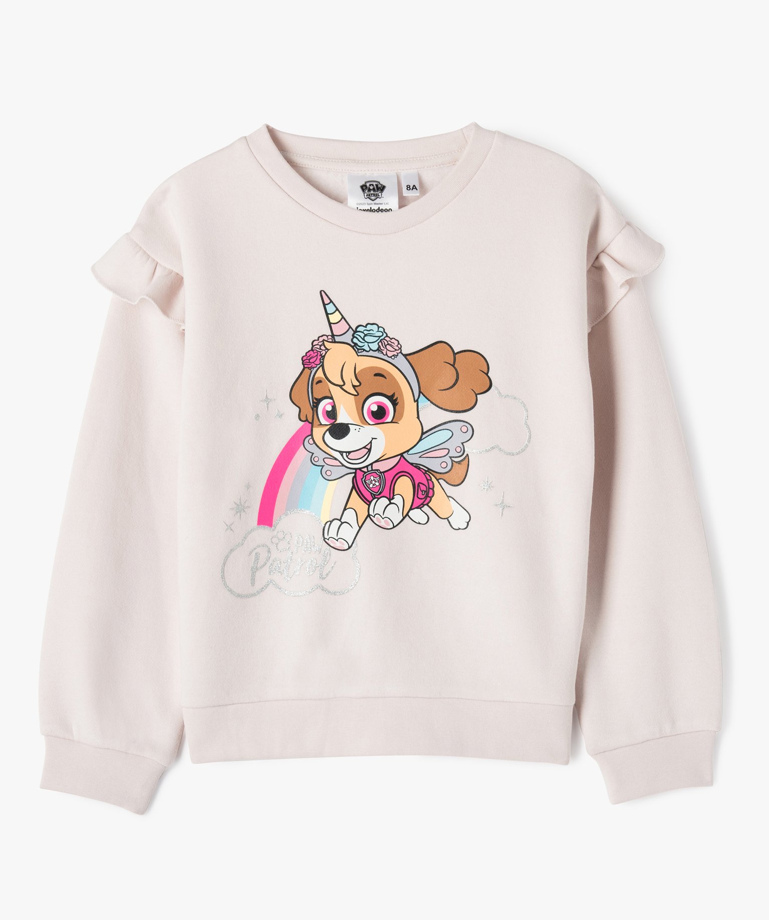 Sweat en molleton imprimé à paillettes fille - La Pat'Patr... rose | GEMO