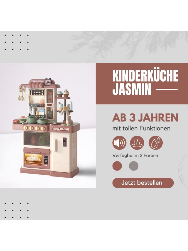 Coemo Kinderküche Jasmin Spielküche mit viel Zubehör - ab 3 Jahren in Braun günstig kaufen onesize