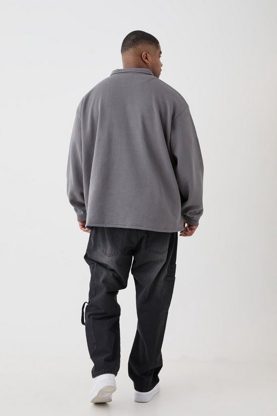 Plus Oversize Rugby Sweatshirt-Poloshirt