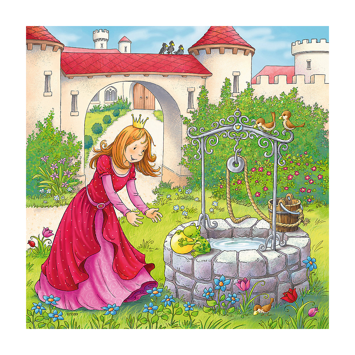 3er Set Puzzle, je 49 Teile, 21x21 cm, Rapunzel, Rotkäpchen & Froschkönig
