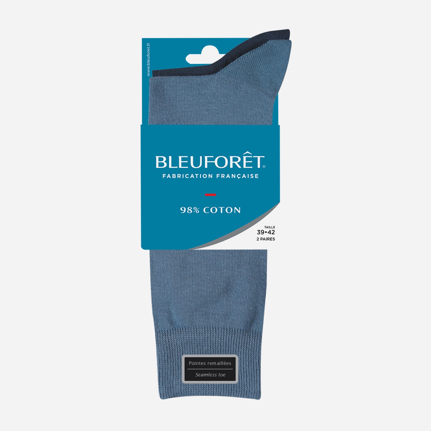 2 paires de chaussette BLEUFORET bleues Pointure 39-42