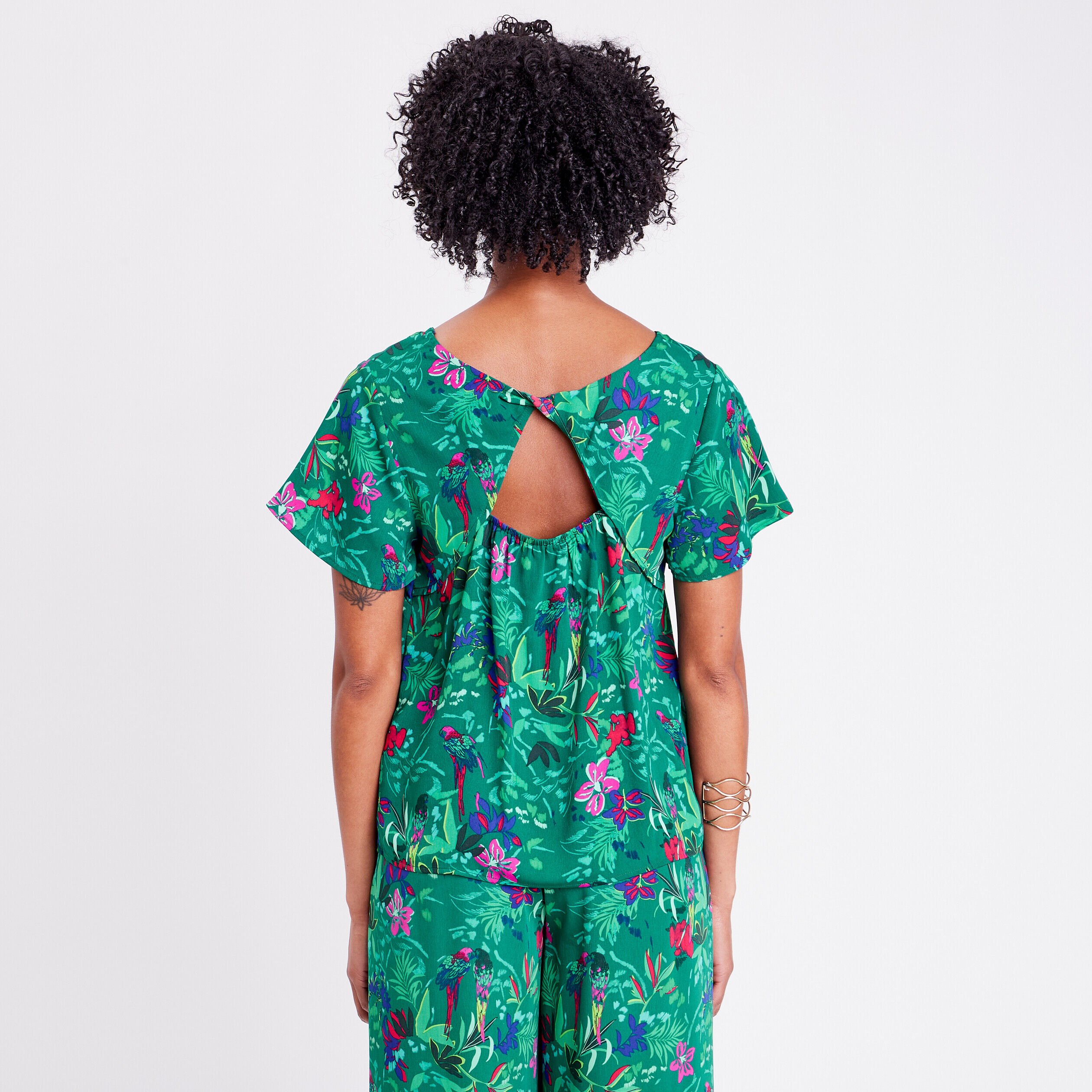 Blouse manches courtes vert femme | Cache Cache