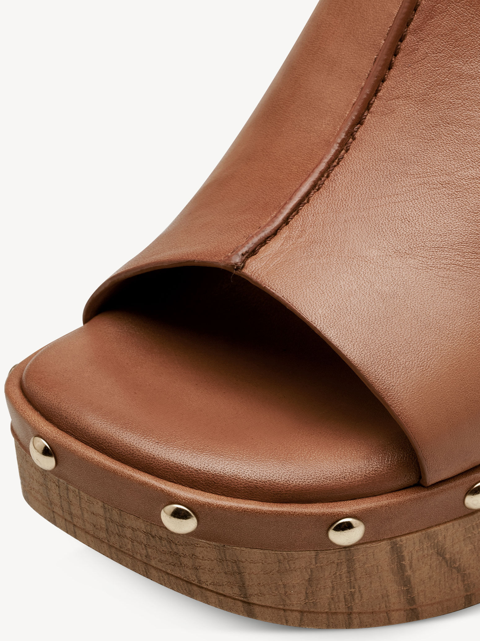 Sandale à talon en cuir - marron