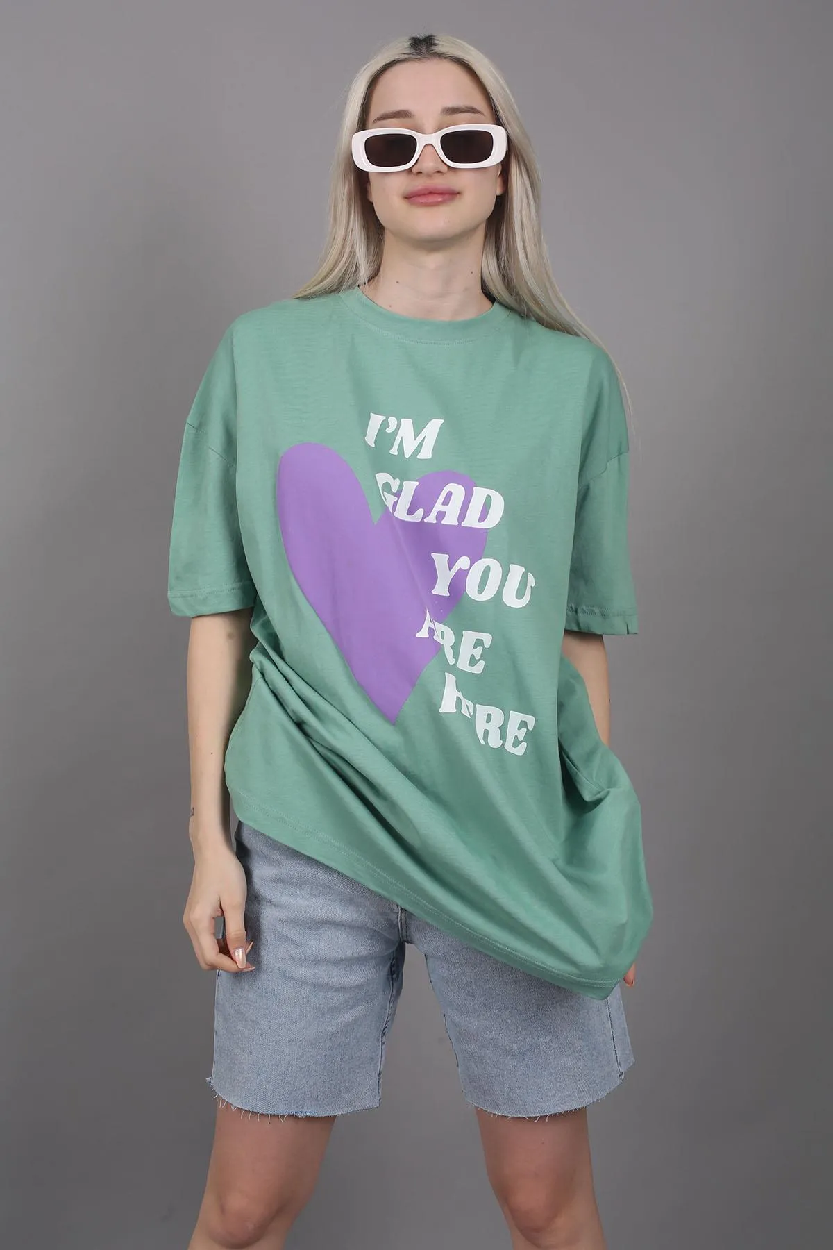Madmext  Mad Girls Grün bedrucktes T-Shirt Mg1202