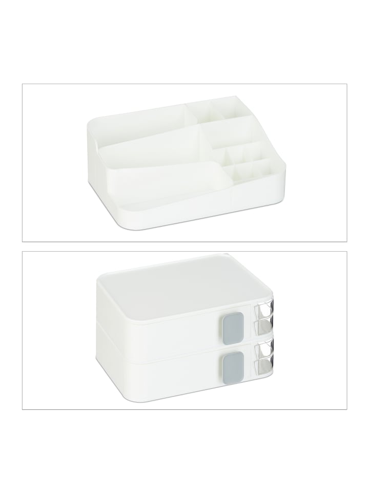 relaxdays Make Up Organizer in Weiß - (B)26 x (H)21,5 x (T)21 cm günstig kaufen onesize